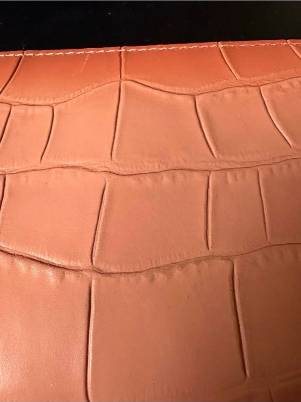 Coach Croc-Embossed Zip Wallet in Coral Peach with Gold Hardware